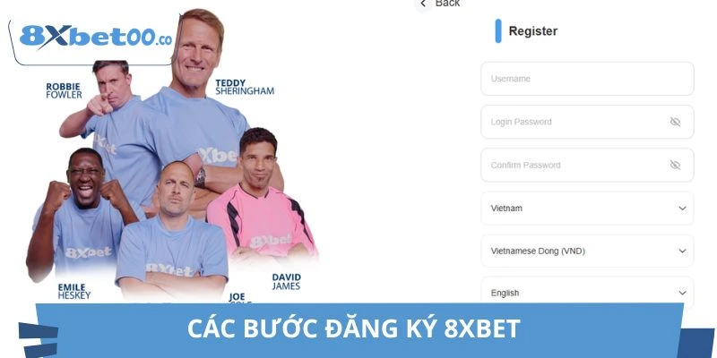 Từng bước hướng dẫn để đăng ký 8XBET