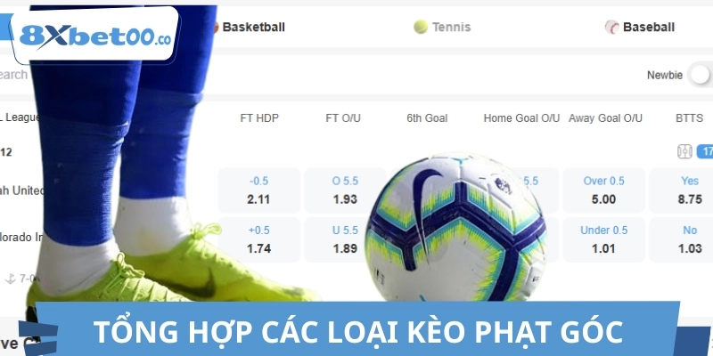 Các loại kèo phạt góc đang có tại 8XBET